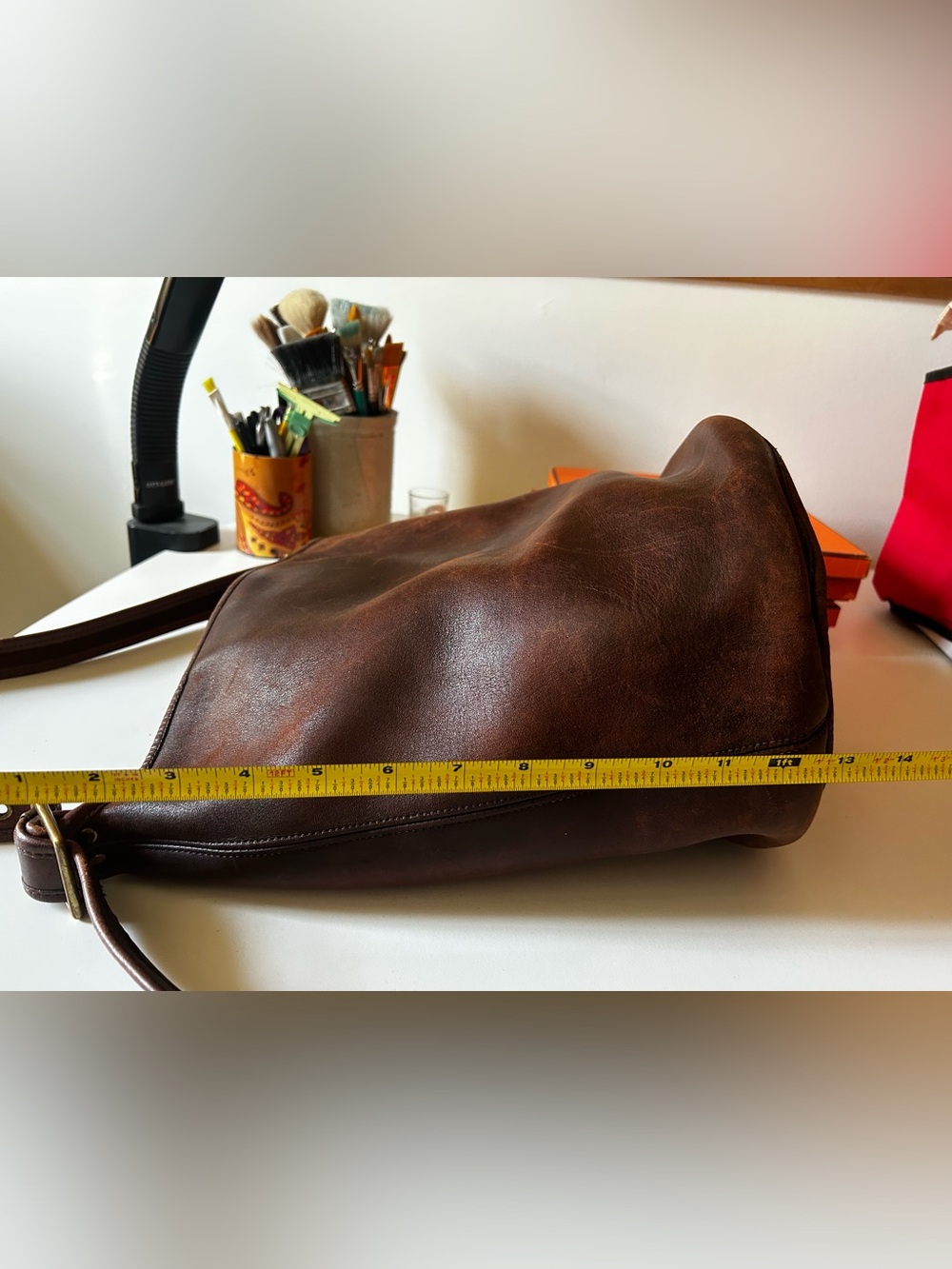 Vintage Coach Duffle Sac Handbag 9085 Brown Leather New York City - Picture 13 of 14